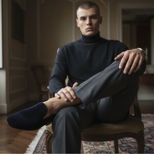 PIERGITAR Velvet Loafer Flat Navy Blue